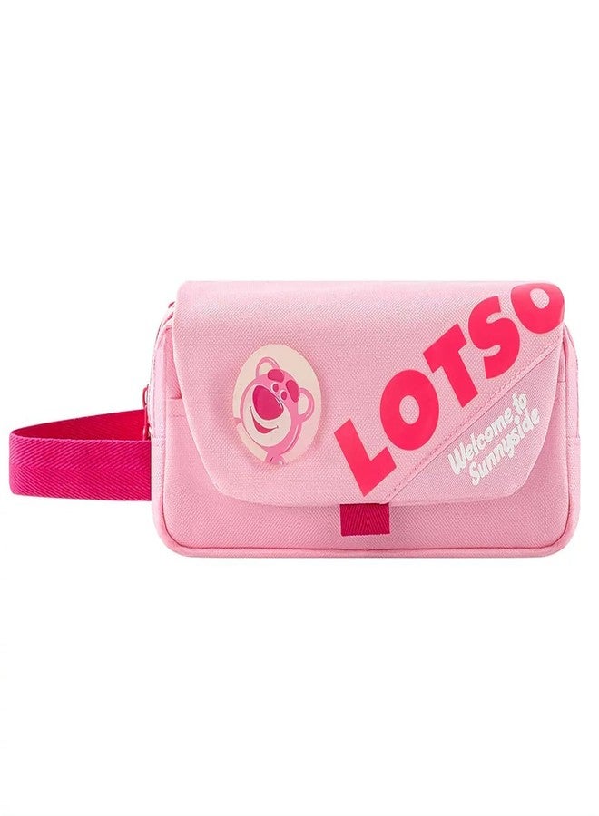 WireScorts Three Layer Premium Canvas Pencil Pouch with Cartoon Patch for School Girls and Boys, Cute Aesthetic Stationery Items Kit Case, Pencil Pouch for Kids (LOTSO - Light Pink) - Image 1